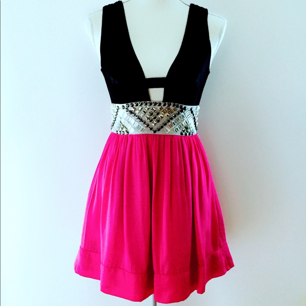 Bebe pink and black cocktail dress | Party Dress